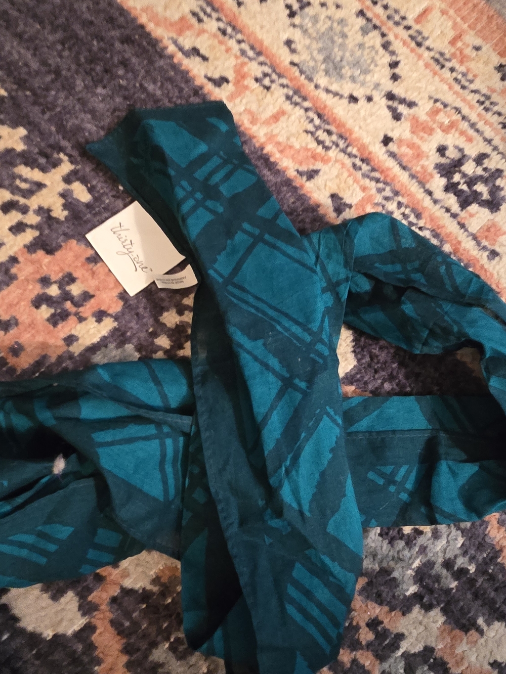 thirty-one Teal Patterned Fabric purse scarf